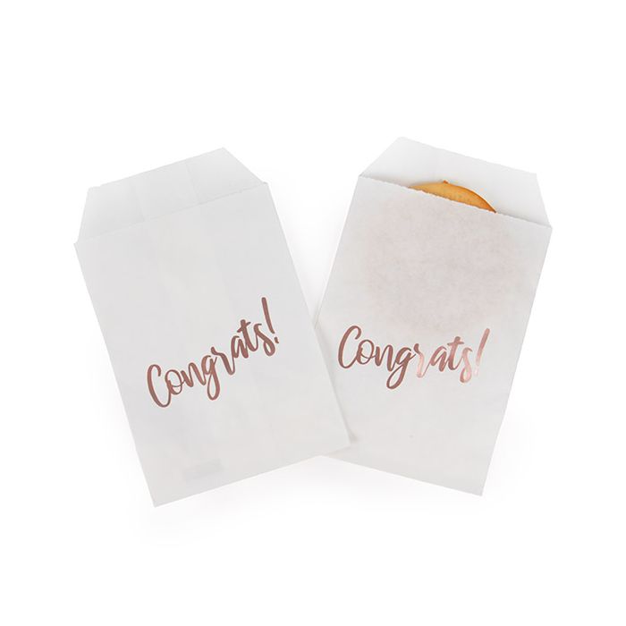Paper Bags White with Rose Gold Congrats 76x127 mm - 100 pieces