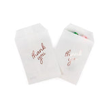 Paper Bags White with Rose Gold Thank You 76x127 mm - 100 pieces