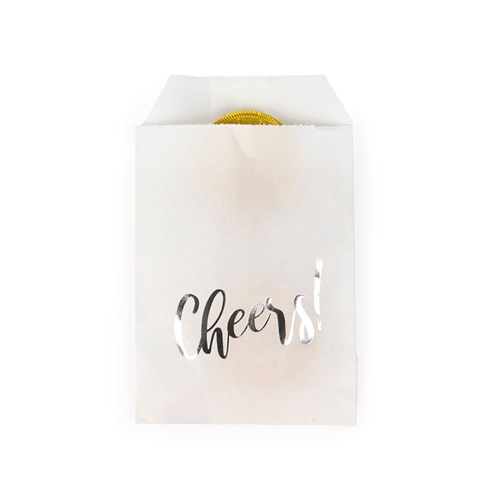Paper Bags White with Silver Cheers 76x127 mm - 100 pieces
