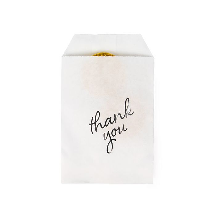 Paper Bags White with Silver Thank You 76x127 mm - 100 pieces