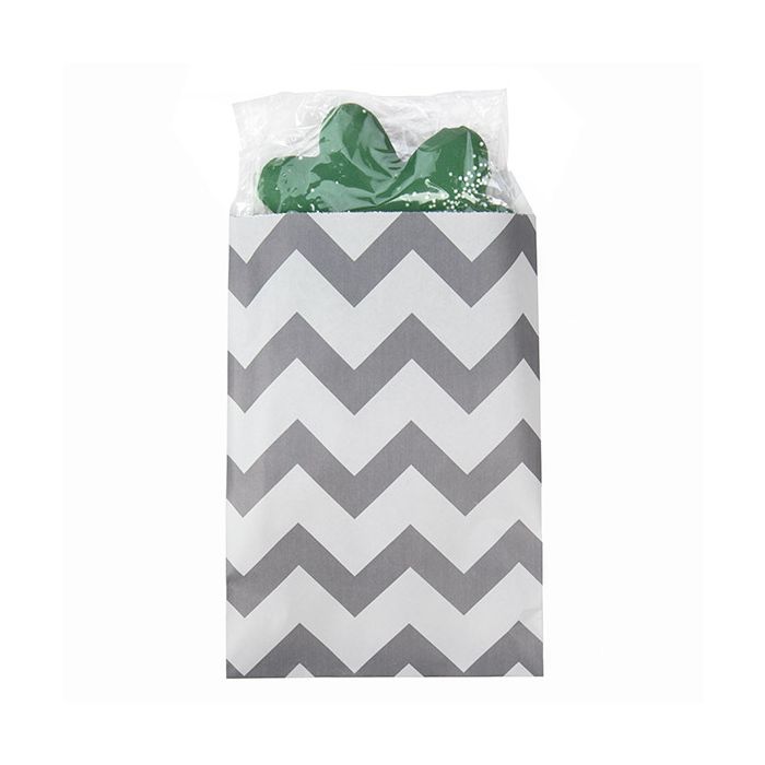 Paper Bags White with Grey Chevron Stripes 127x203 mm - 100 pieces