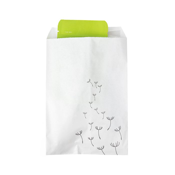 Paper Bags White with Grey Dandelions 127x203 mm - 100 pieces