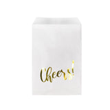 Paper Bags White with Gold Cheers 127x203 mm - 100 pieces