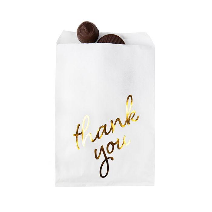 Paper Bags White with Gold Thank You 127x203 mm - 100 pieces