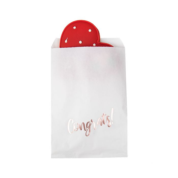 Paper Bags White with Rose Gold Congrats 127x203 mm - 100 pieces