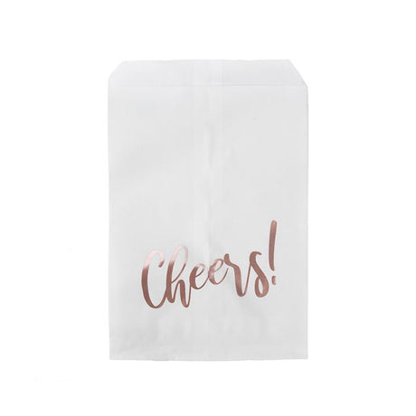 Paper Bags White with Rose Gold Cheers 127x203 mm 