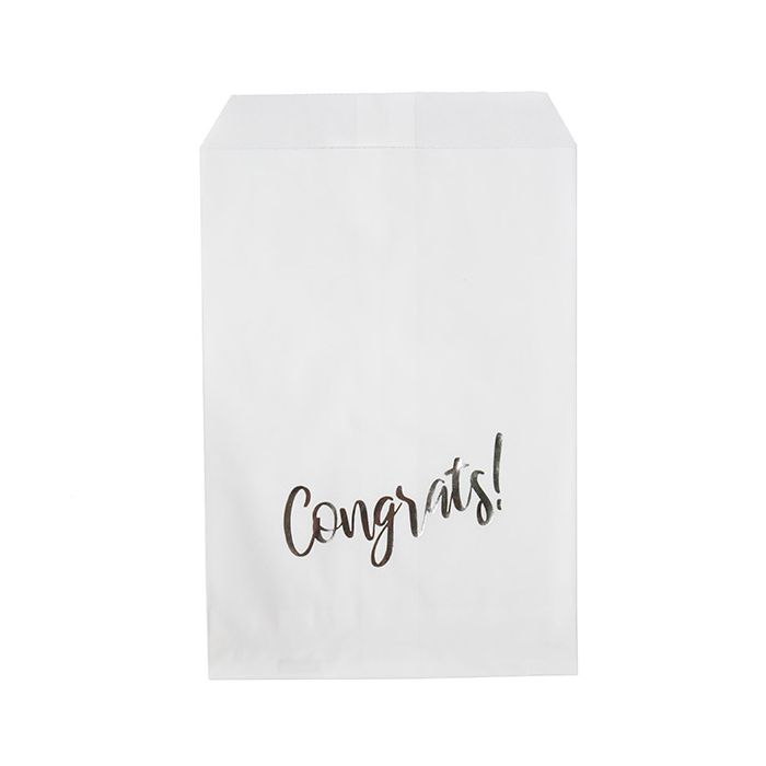 Paper Bags White with Silver Congrats 127x203 mm 