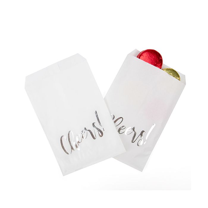 Paper Bags White with Silver Cheers 127x203 mm - 100 pieces