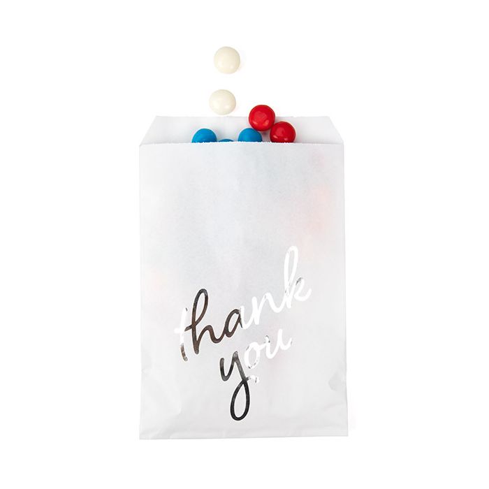 Paper Bags White with Silver Thank You 127x203 mm - 100 pieces