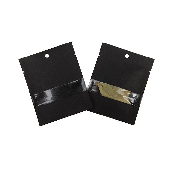 Kraft Bags Black Eco-fiendly 76x102 mm Sealable With Window - 100 pieces