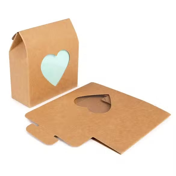 Kraft Gift Boxes Kraft with Heart Window 89x38x102 mm - 25 pcs