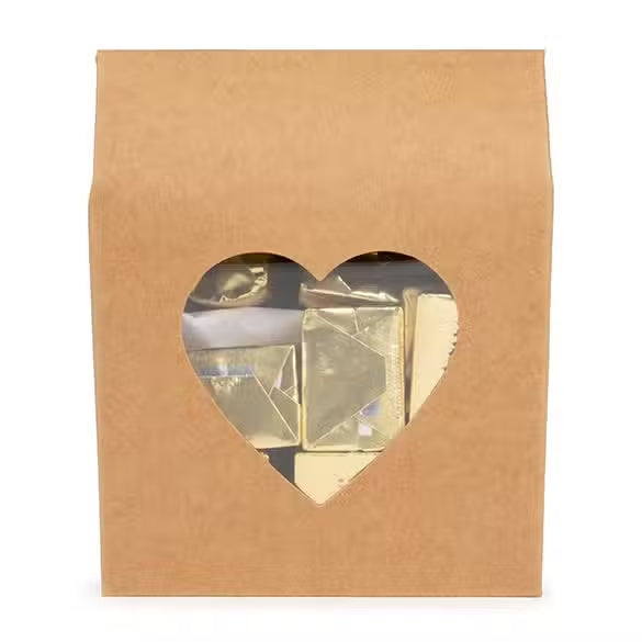 Kraft Gift Boxes with Heart Window 105x44x133 mm 