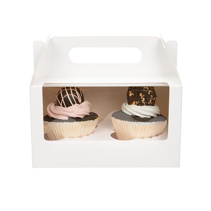 Double Cupcake Handle Box Set White 178x102x102mm - 100 Sets