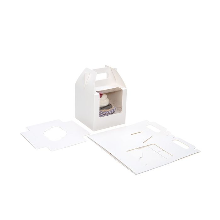 Single Cupcake Handle Box Set White 102x102x102mm - 100 Sets