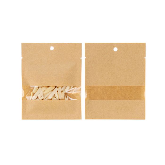 Kraft Bags Compostable 8.5x10.5cm with Window and Sealable (100 pieces) [KHS34W]