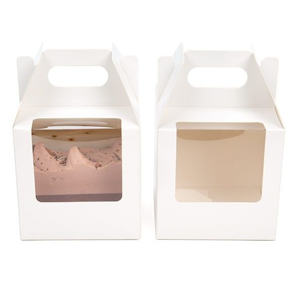 White Paper Handle Box 102x102x102 mm w/ Window - 25 Pieces