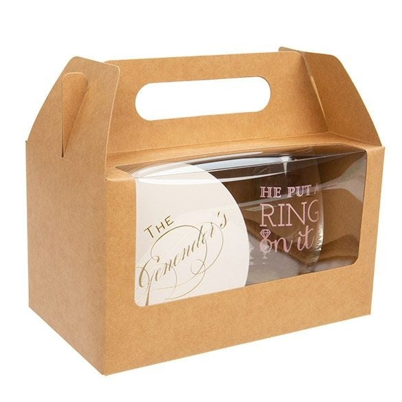 Kraft Paper Handle Box 178x102x102 mm w/ Window - 25 Pieces