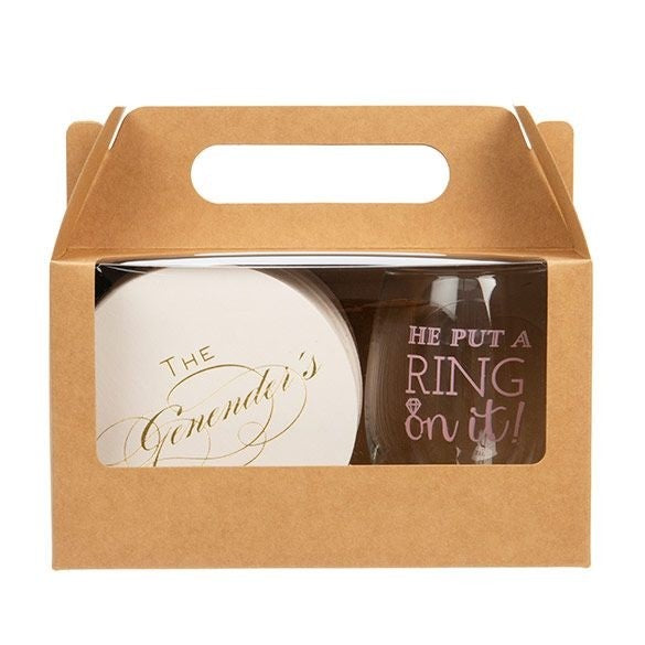 Kraft Paper Handle Box 178x102x102 mm w/ Window - 25 Pieces