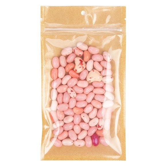 Kraft Barrier Bags with clear front 102 x 165 mm w/Tear Notches - 100 Pieces