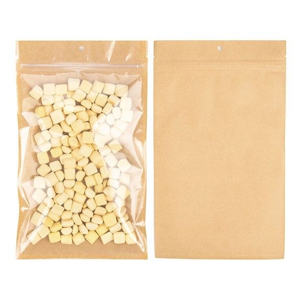 Kraft Barrier Bags with clear front 152 x 235 mm w/Tear Notches - 100 Pieces