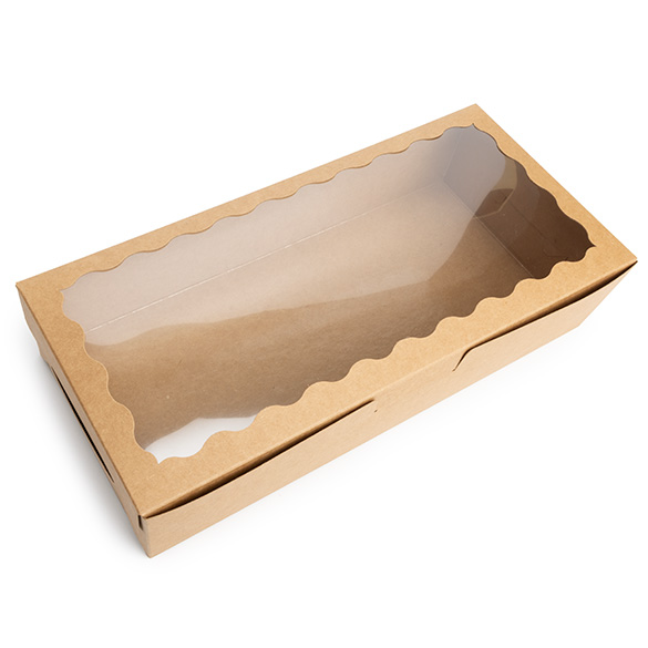 Kraft Paper Scalloped Window Box 30x6,5x14cm - 25 pcs