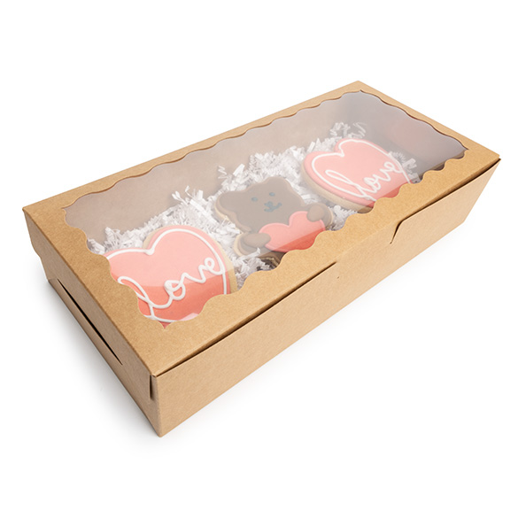Kraft Paper Scalloped Window Box 30x6,5x14cm - 25 pcs