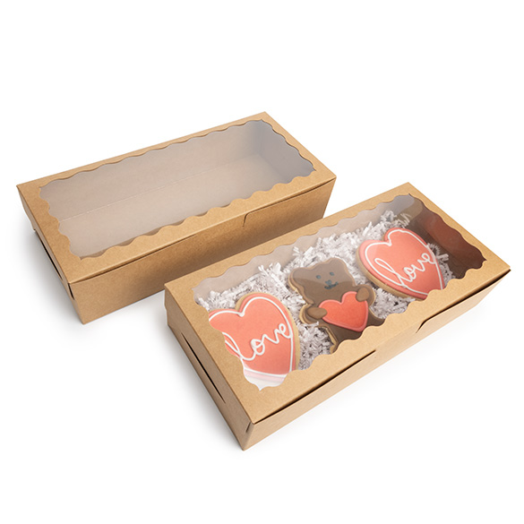 Kraft Paper Scalloped Window Box 30x6,5x14cm - 25 pcs