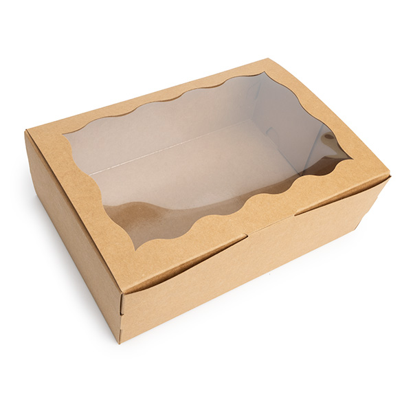 Kraft Paper Scalloped Window Box 22,1x7x15,1cm - 25 pcs