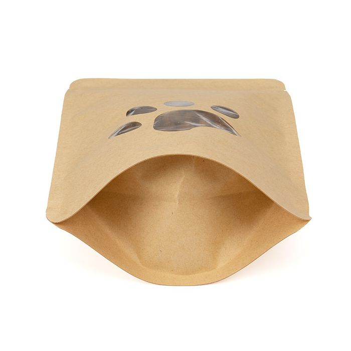 Stand Up Pouches Kraft | Paw Shaped Window | 113 gram | 130x79x206mm - 25 pcs