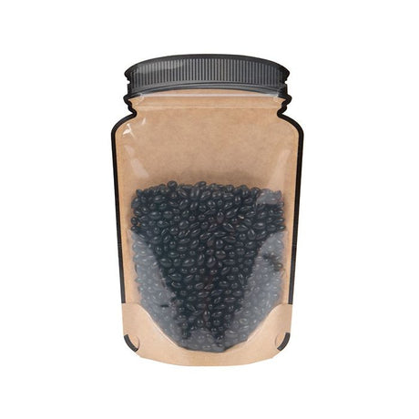 Mason Jar Zipper Pouch Kraft w/ Clear Front 130x76x206mm 