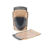 Mason Jar Zipper Pouch Kraft w/ Clear Front 130x76x206mm - 100 Pieces