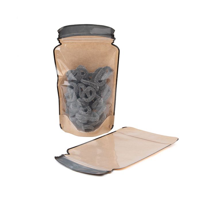 Mason Jar Zipper Pouch Kraft w/ Clear Front 152x79x254mm - 100 Pieces