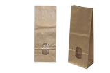 Block Bottom Bags Kraft Brown 80x50x240 mm 70 g/m2 lined with 30my OPP Foil and clear Window | 200