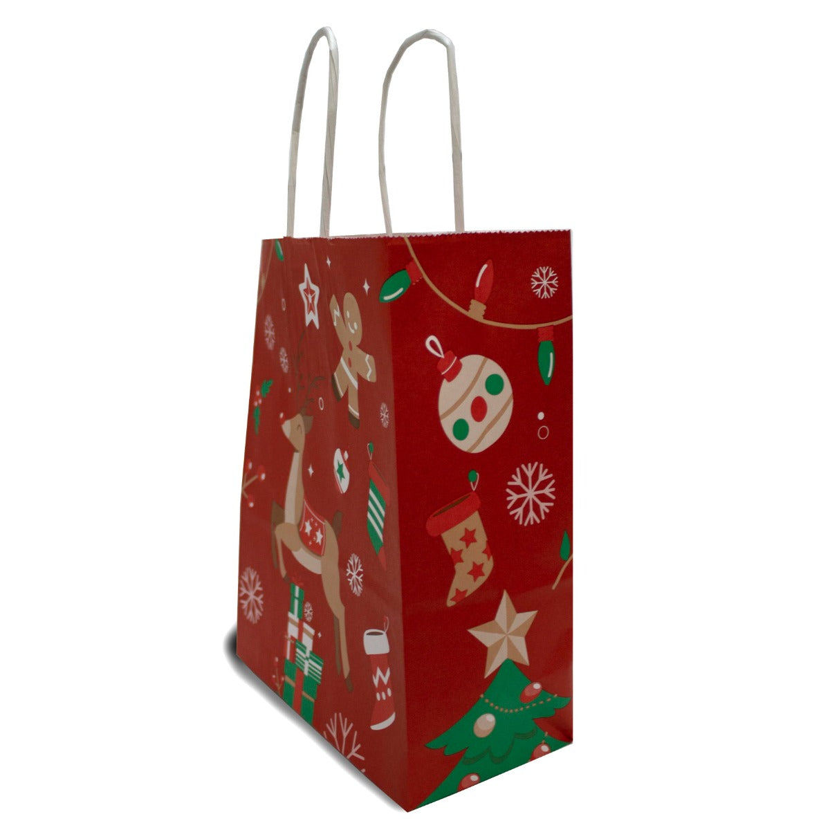 Paper Carrier Bags Xmas 18+8x22cm Kraft 90 grams - 50 pcs
