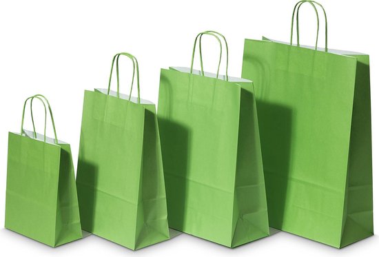 Paper Carry Bags Green 260+120x350mm 