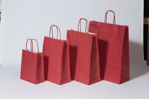 Paper Carry Bags Red 260+120x350mm 
