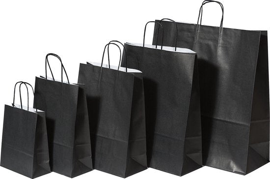 Paper Carry Bags Black 320+120x410mm 