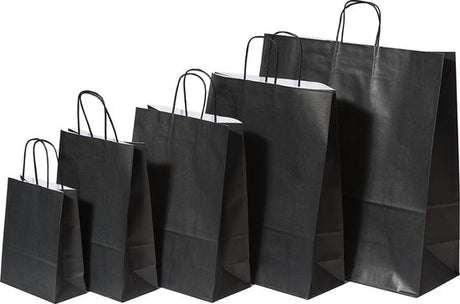 Paper Carry Bags Black 260+120x350mm 