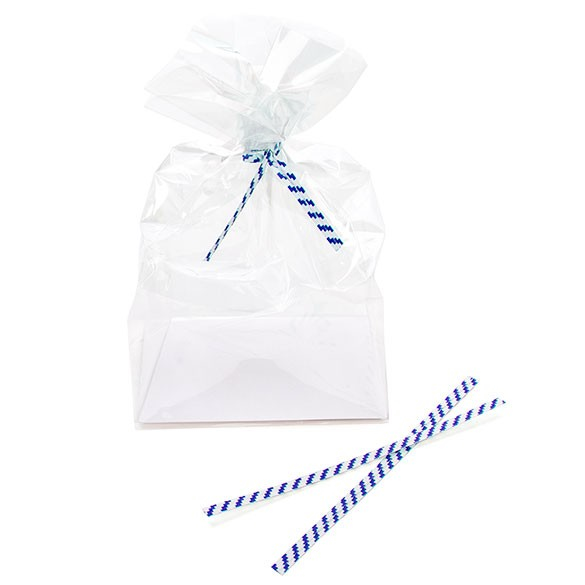 Tin Ties 10.2x0.4cm Paper White/Blue striped (1.000 pieces) [TT4WBS]