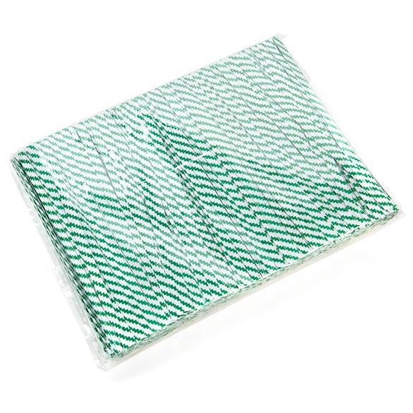 Tin Ties 10.2x0.4cm Paper White/Green striped (1.000 pieces) [TT4WGS]