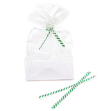 Tin Ties 10.2x0.4cm Paper White/Green striped (1.000 pieces) [TT4WGS]