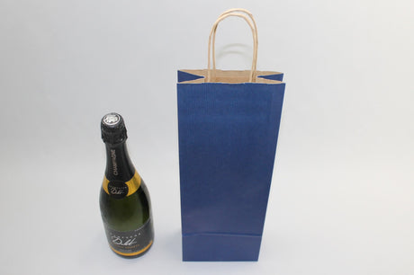 Paper Wine Gift Bags Dk Blue 140x80x390mm 