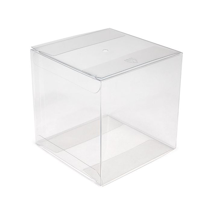rPET Crystal Clear Box w/ hole 102 x102 x102 mm - 25 pieces