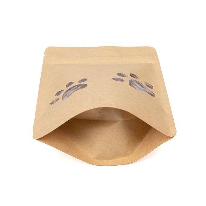 Stand Up Pouches Kraft | Paw Shaped Window | 113 grams | 130x79x206mm - 25 pcs