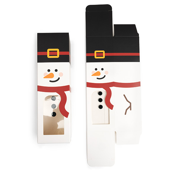 Snowman Paper Box with Window 5,7x5,7x20,3cm - 25 pcs