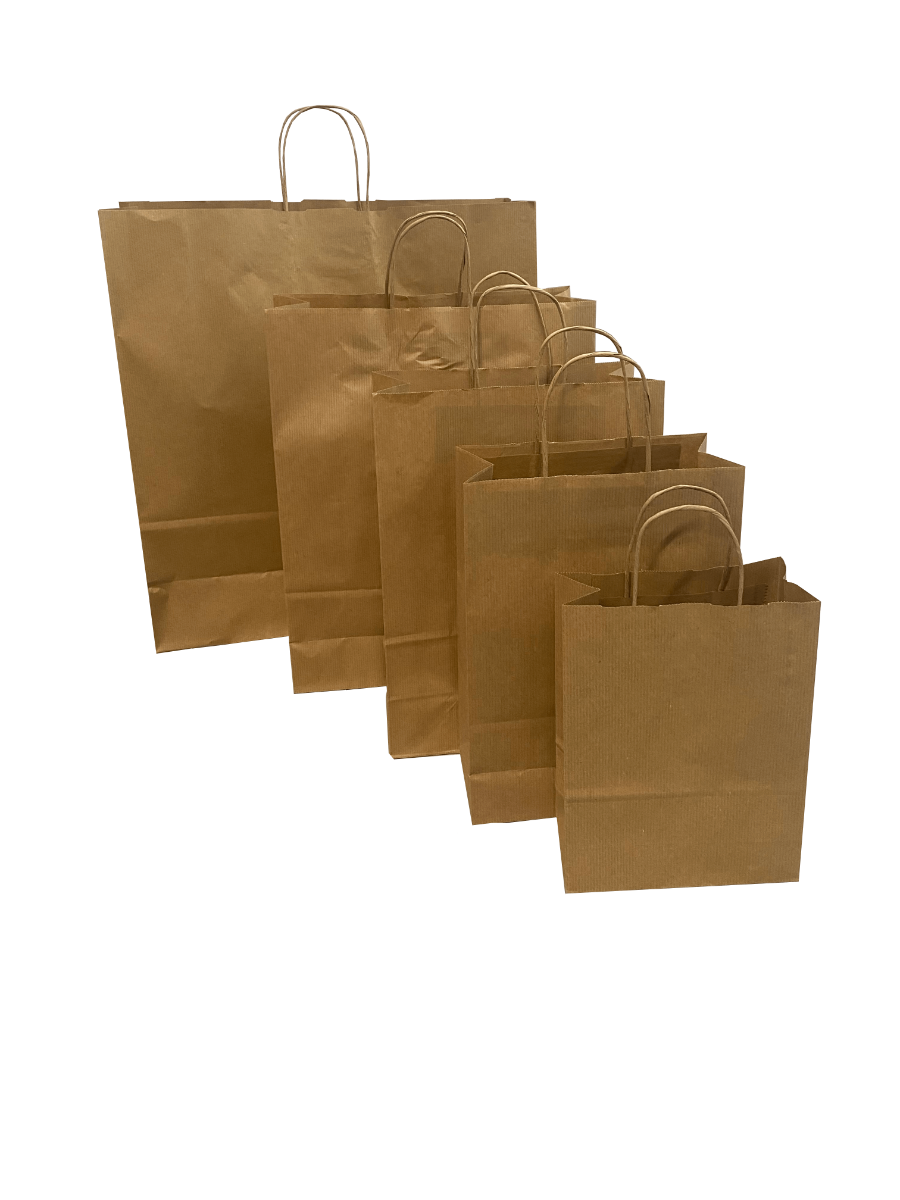 Paper Carry Bags Brown 260+120x350mm - 50 pcs