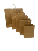 Paper Carry Bags Brown 320+120x410mm - 50 pcs
