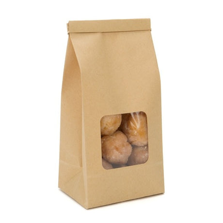 Block bottom Bags Tin Tie Closure Brown 86x64x197mm 