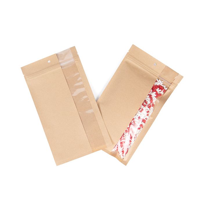 Grip Seal Bags Kraft With Vertical Window 127 x208 mm - 100 pieces