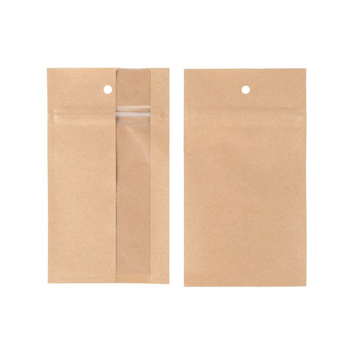 Grip Seal Bags Kraft With Vertical Window 76 x114 mm 